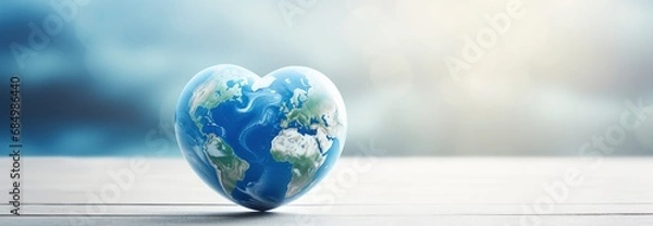 Fototapeta Heart-Shaped Earth with Natural Background Illustration