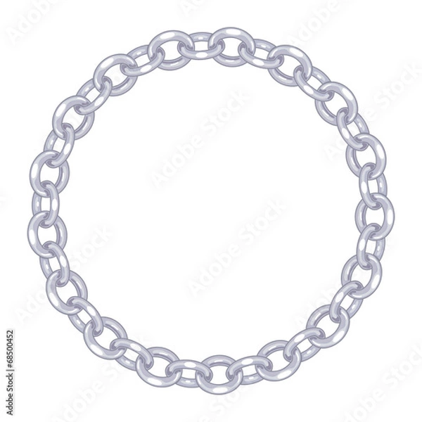 Fototapeta round frame vector - silver chain on the white background