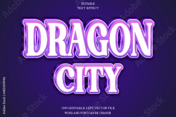 Fototapeta Dragon city Editable Text Effect Emboss Gradient Style