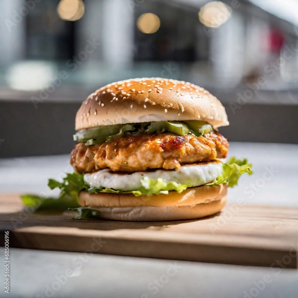 Fototapeta Appetizing view of hamburger