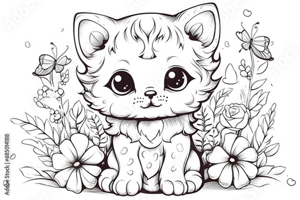 Obraz Toon cat coloring page