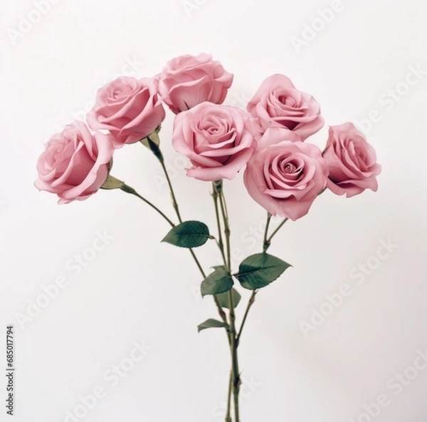 Fototapeta a bouquet of small pink roses on a white background