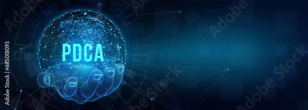 Fototapeta PDCA Plan Do Act Check Business technology concept. Technology, Internet and network concept. 3d illustration