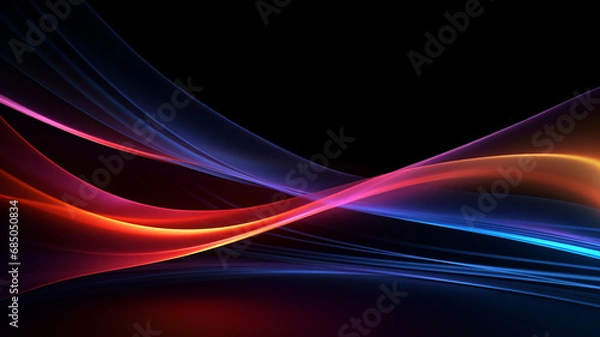 Obraz Neon rays and glowing lines bending on dark background