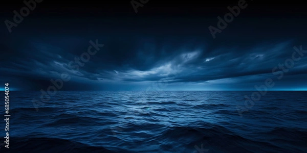 Fototapeta Dark sea surface with a dramatic cloudy sky above. Approaching storm. Generative AI