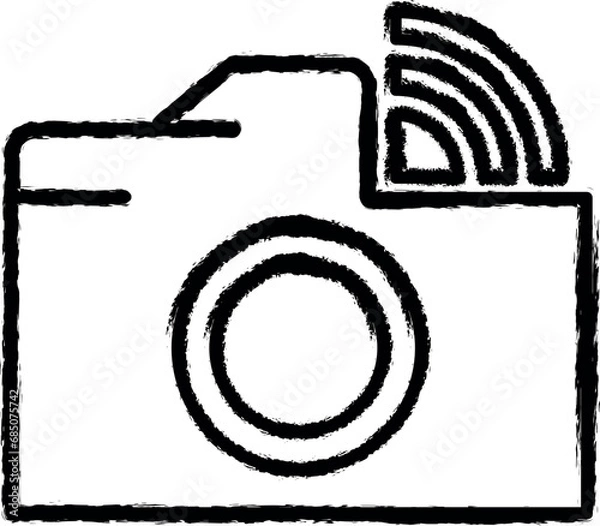 Fototapeta Camera wifi sign vector icon in grunge style