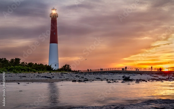 Fototapeta Sunset over Barnegat Lighthouse