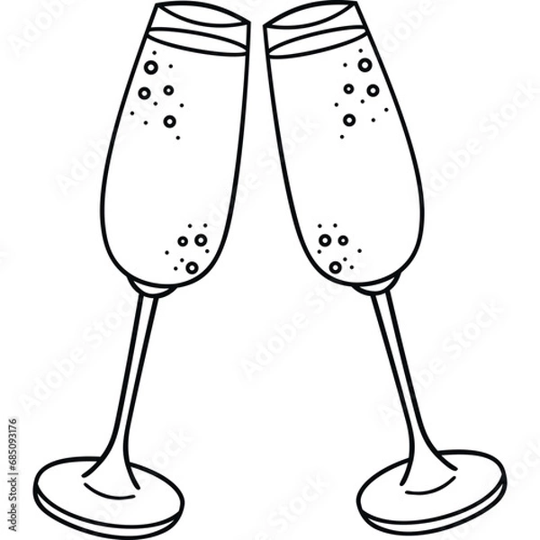 Fototapeta Sektgläser schwarz mit transparentem Hintergrund 