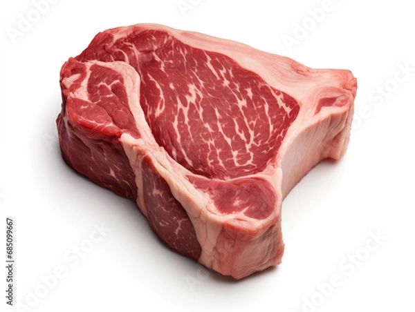 Obraz Raw fresh beef tenderloin. Dry-Aged Marble Steak ready for freezing and long term storage. Isolated on a white background for the designer.
