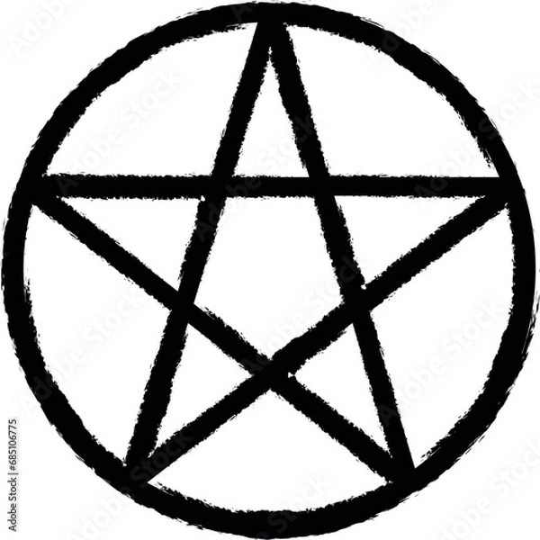 Fototapeta Symbol star pentagram vector icon in grunge style