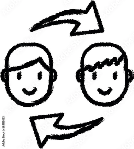 Fototapeta Exchange, work, arrows vector icon in grunge style