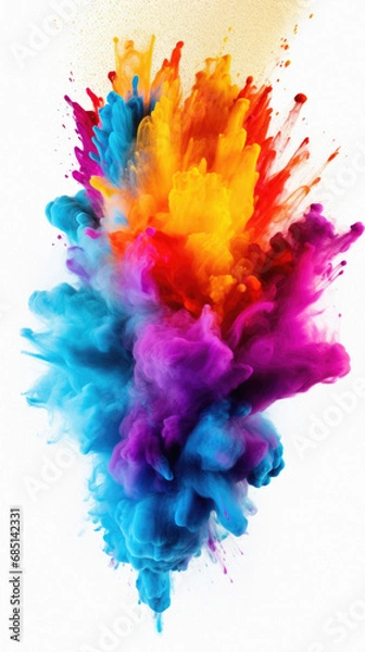Fototapeta Colorful ink in water isolated on white background. Abstract colored background