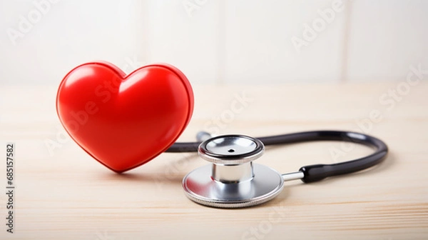 Fototapeta stethoscope and realistic heart.Heart check in hospital concept.Generative AI