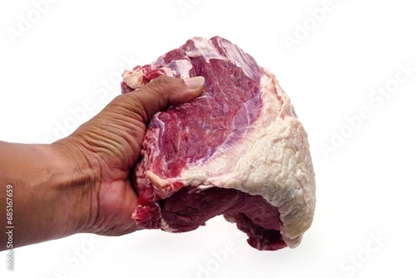 Fototapeta raw beef in hand