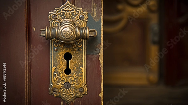 Obraz serrure de porte ornementée ancienne en gros plan