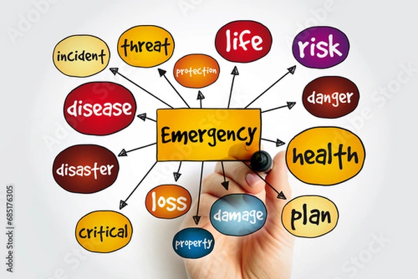Fototapeta Emergency mind map, concept for presentations and reports