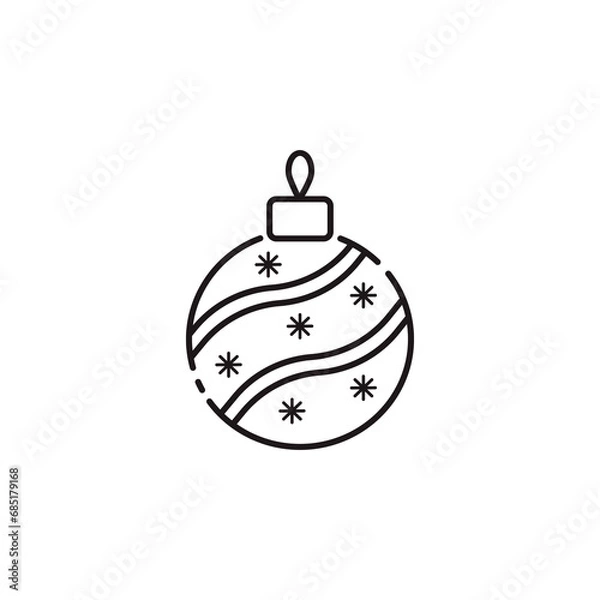 Fototapeta Symbol of Christmas Bauble. Thin line Icon of Merry Christmas. Stroke Pictogram Graphic for Web Design.
