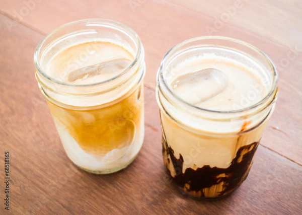 Fototapeta Refresh time with iced coffee latte and mocha