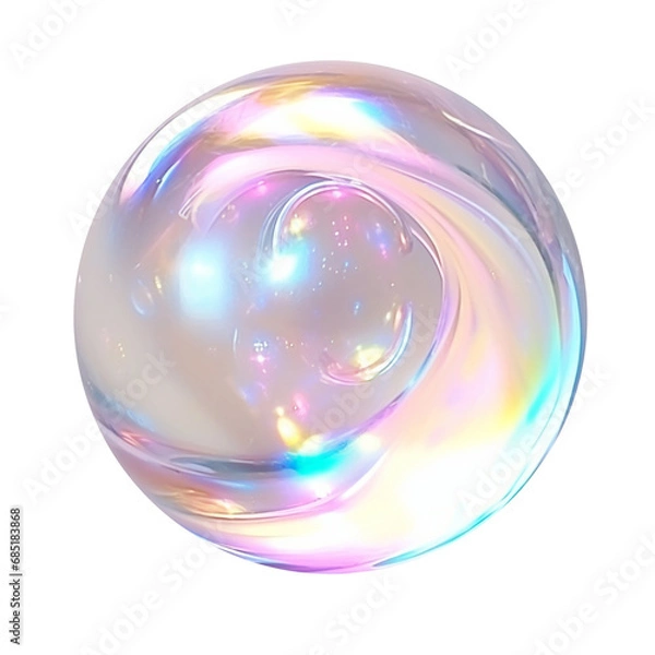 Obraz Colorful glass marble isolated on white transparent background, PNG