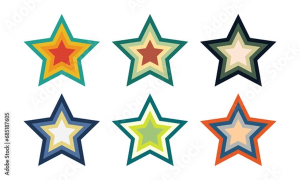 Fototapeta Set of favorite Gold or flat star icons for apps and websites.