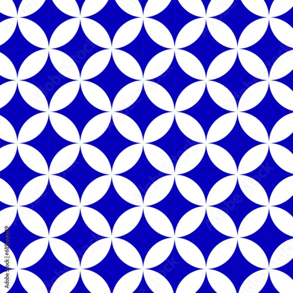 Obraz Geometric minimalistic seamless pattern with sharp blue diamonds petals white abstract shapes vector image