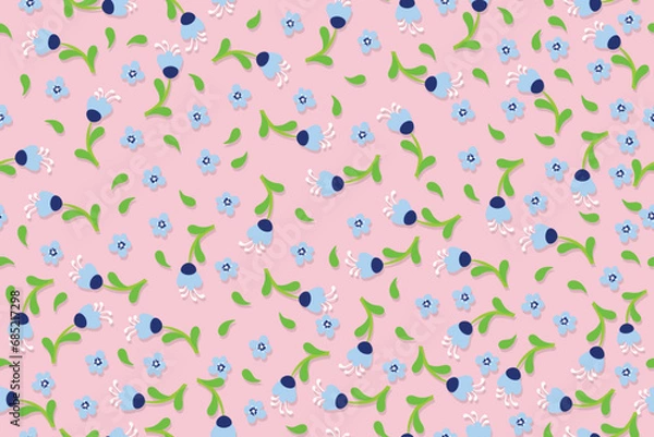 Obraz beautiful flowers in vector, seamless pattern for background, wrapping paper, wallpaper, fabric, etc.