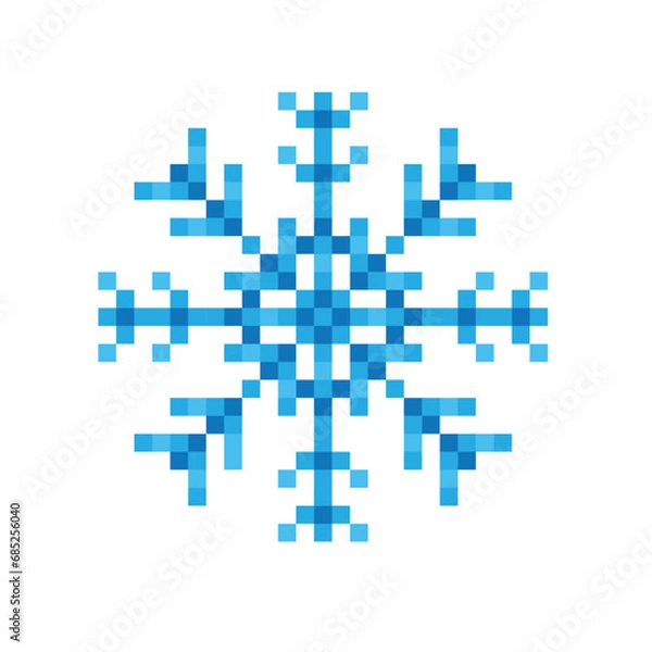 Fototapeta pixel snowflakes  icon.  Vector pixel art snowflake 8 bit logo for game