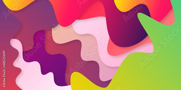 Obraz Abstract colorful background with modern curved geometric pattern of wave lines, colorful gradient color papercut background with curved shapes, abstract background with geometric lines.
