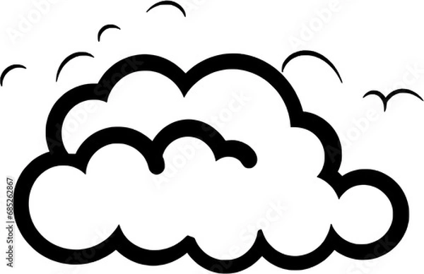 Fototapeta Abstract Cloud Vintage Outline Icon In Simple Minimalism Style