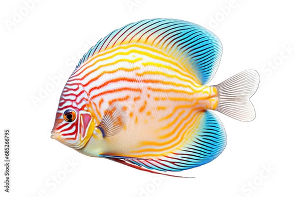 Fototapeta Beautiful Single Full Color Symphysodon Discus On Transparent Background