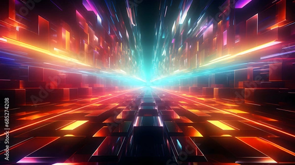 Fototapeta Retro futuristic neon colors abstract background,Generated by AI
