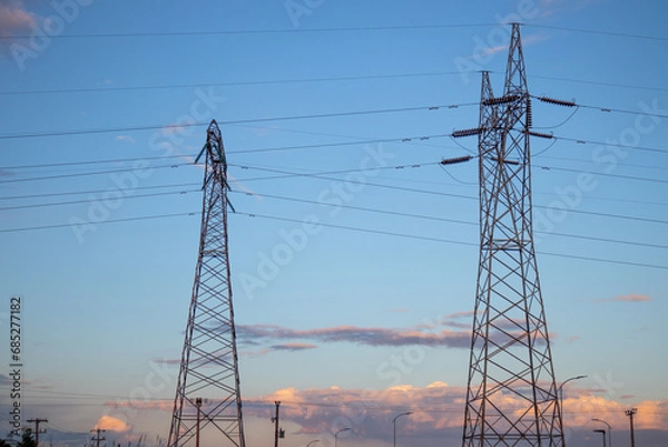 Fototapeta Cloudy Powerlines