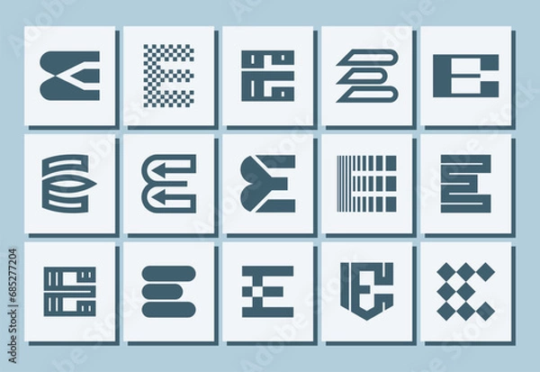 Fototapeta Simple line abstract letter E logo design set