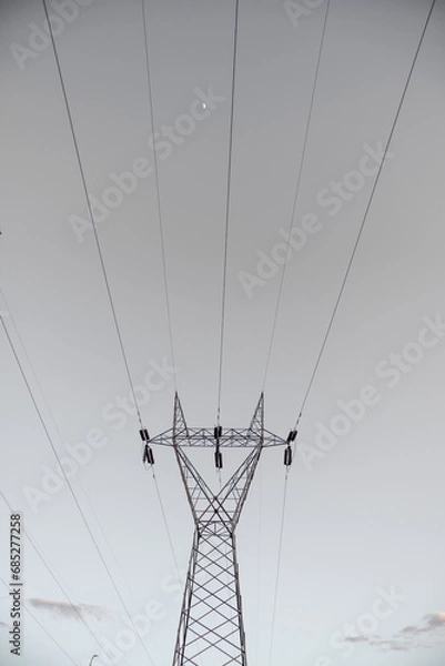 Fototapeta Cloudy Powerlines