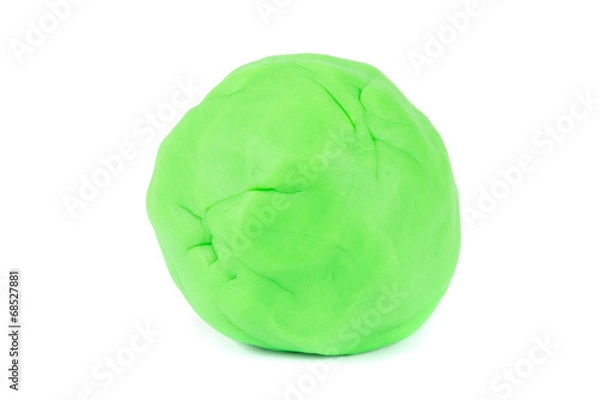 Fototapeta Ball of green play dough on white