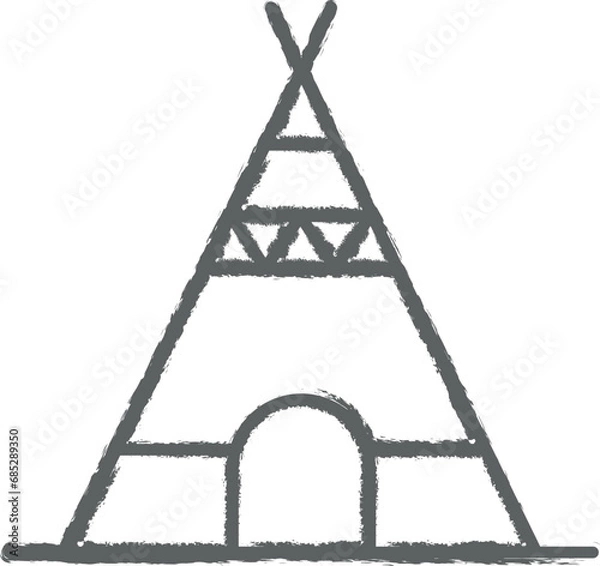 Obraz Prehistoric teepee icon grunge style vector