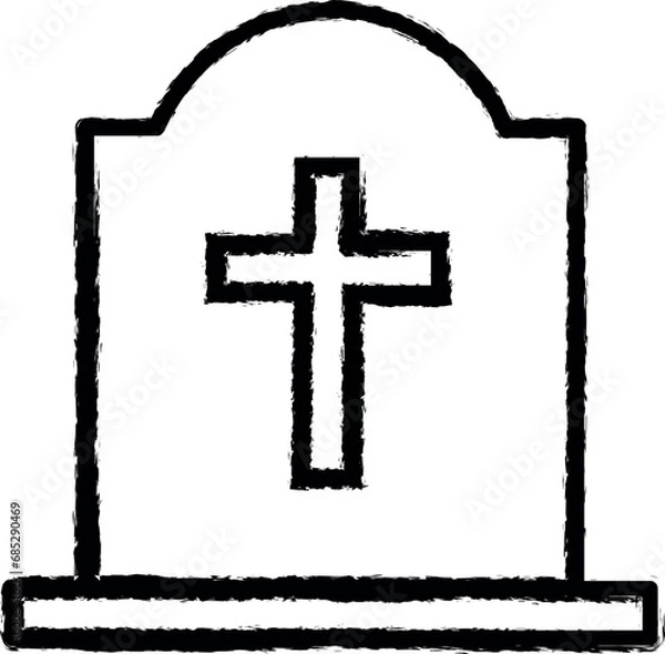 Obraz grave with a cross outline icon grunge style vector