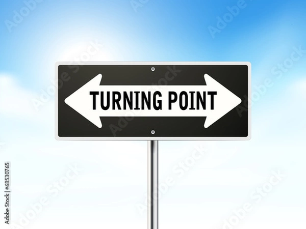 Fototapeta turning point on black road sign