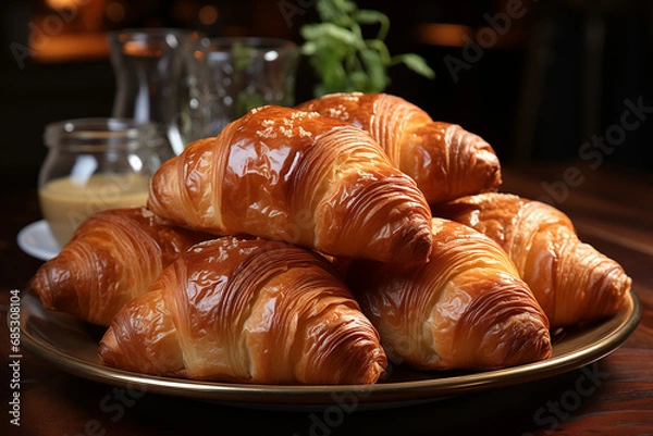 Fototapeta Realistic image of french croissants. AI generated. 1/4