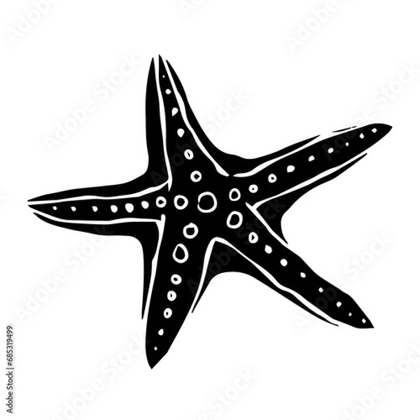 Obraz Silhouette, stencil of a starfish. Decorative marine element. Vector graphics.
