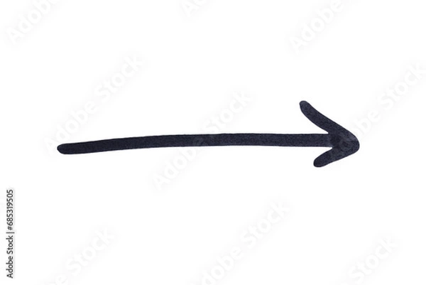 Obraz An arrow sign drawn with black marker on transparent background