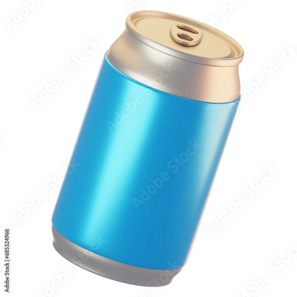 Obraz 3d rendering blue beer can icon with cartoon style