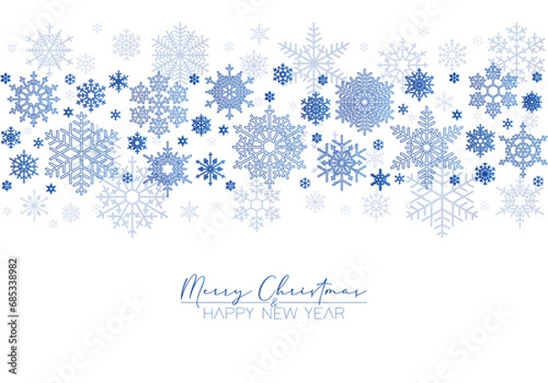 Fototapeta Blue Seamless Snowflake Poster Pattern Isolated On White Background