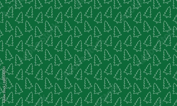 Obraz line drown doodle pine spruce tree green background