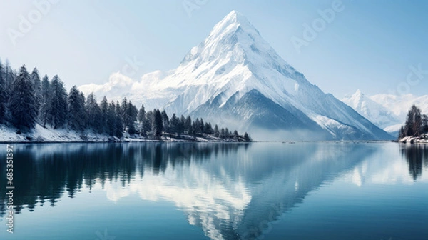 Obraz Snowy Mountain. Generative Ai