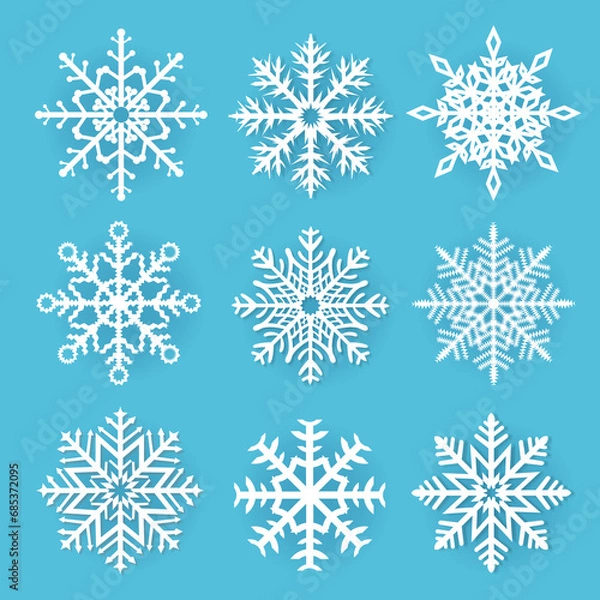 Fototapeta Snowflake Set Isolated Blue Background