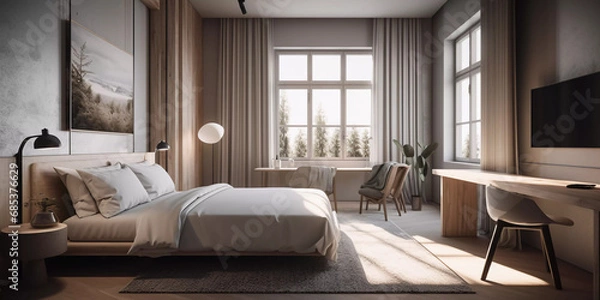 Fototapeta Modern Luxury Unveiled: Experience Serene Sophistication in This Sleek Hotel Haven!