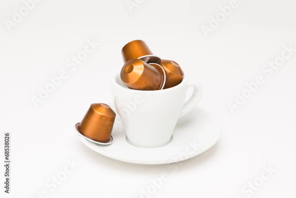 Fototapeta Coffee cup with capsule