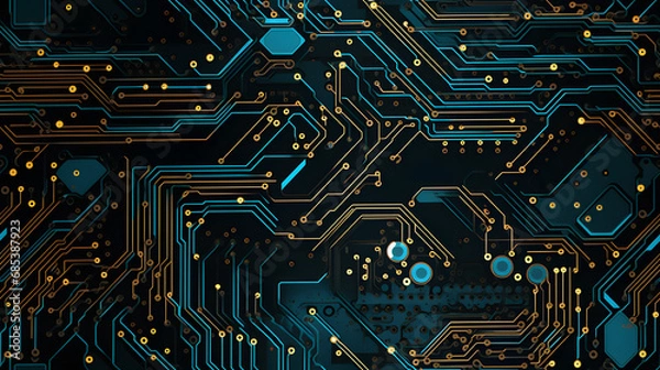 Obraz Seamless complex electronic circuit board texture with detailed wiring