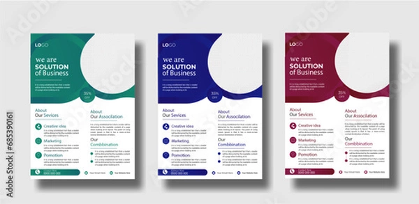 Fototapeta a bundle of 4 templates of different colors a4 flyer template, modern business flyer template, abstract business flyer and creative design, IT company